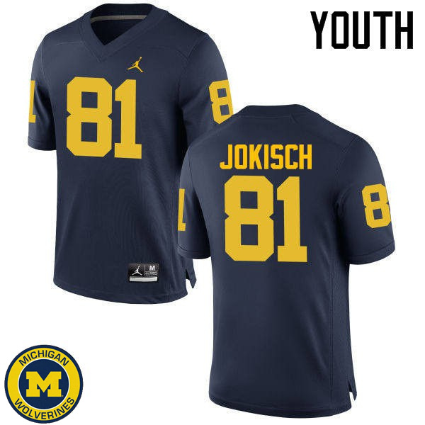 Youth Michigan Wolverines #81 Dan Jokisch Navy Fashion Player Jersey